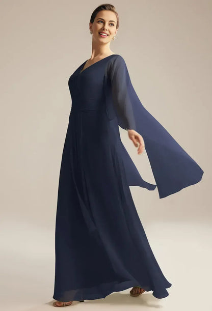 Special Occasion Sophisticated Elegant Red Chiffon A-Line Pleated Mother of the Bride Dress