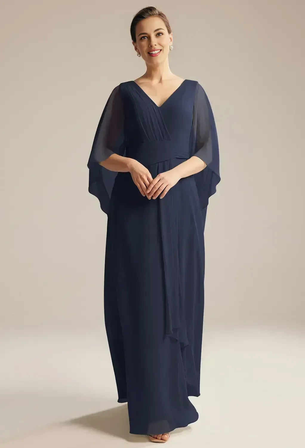 Special Occasion Sophisticated Elegant Red Chiffon A-Line Pleated Mother of the Bride Dress