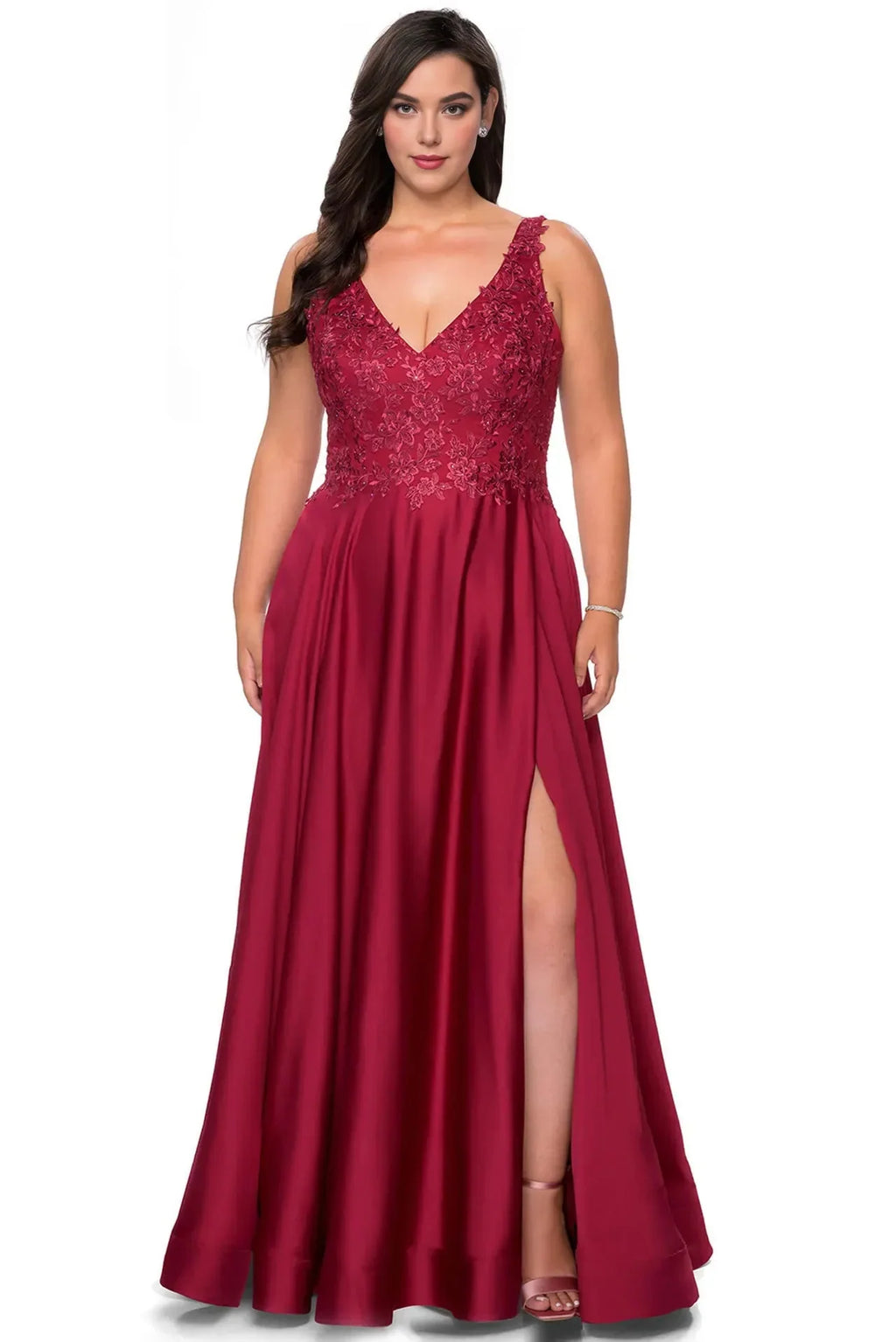 Stylish Refined Beautiful Timeless Chic Elegant Burgundy Satin A-Line Sleeveless Prom Dress