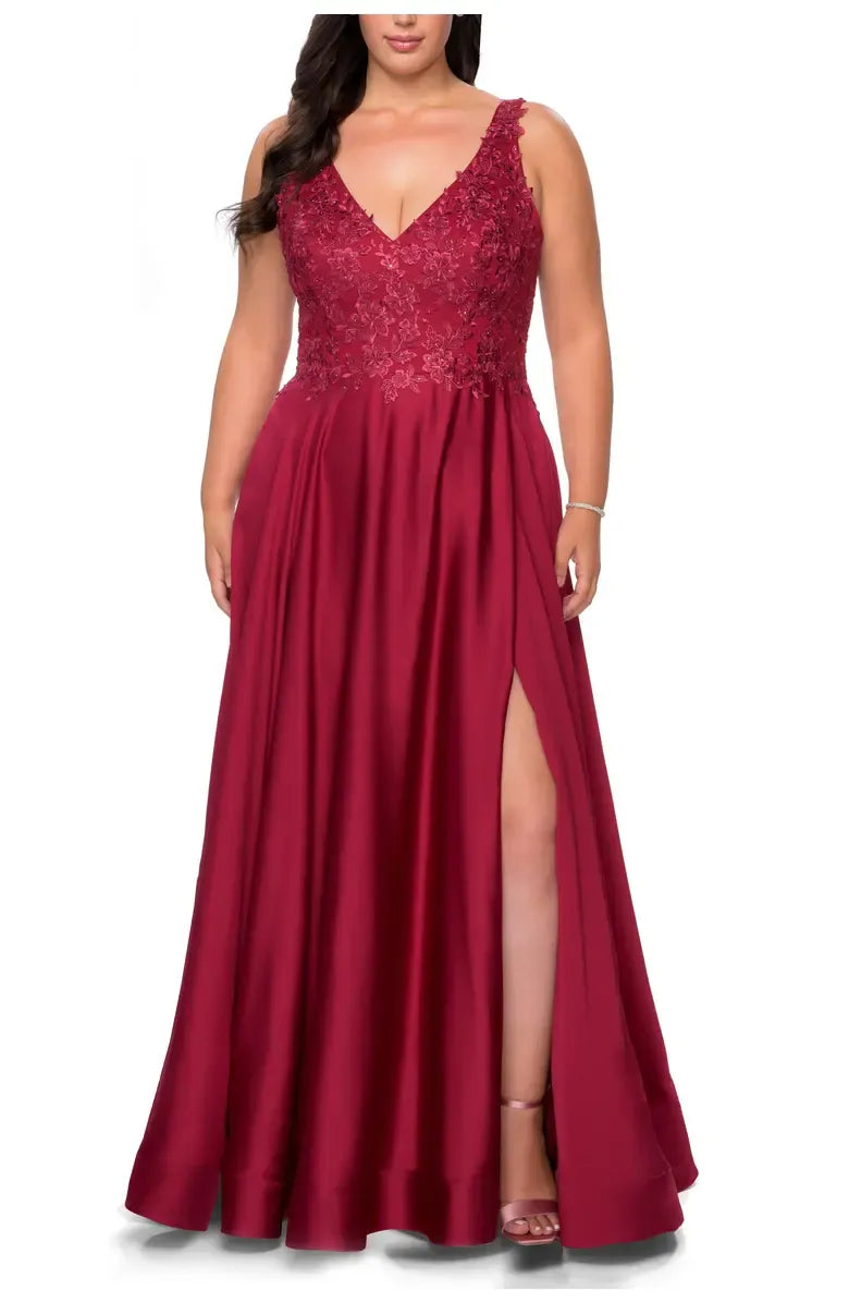 Stylish Refined Beautiful Timeless Chic Elegant Burgundy Satin A-Line Sleeveless Prom Dress