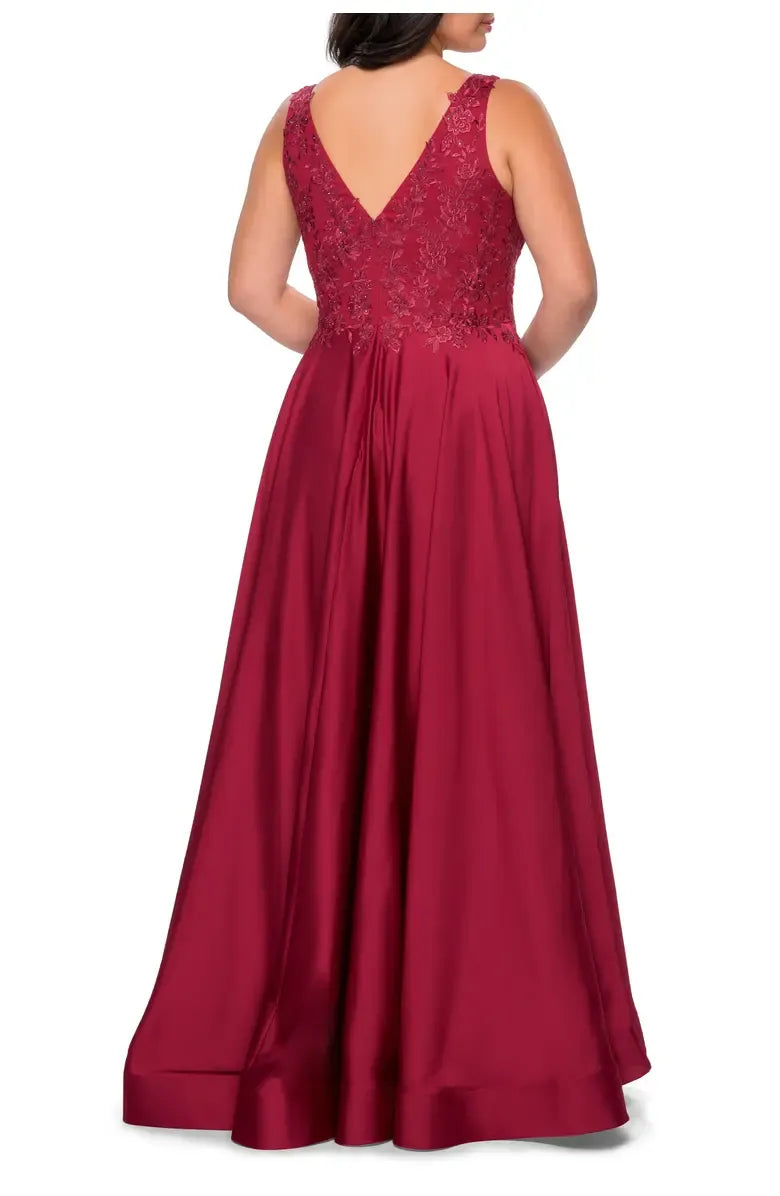 Stylish Refined Beautiful Timeless Chic Elegant Burgundy Satin A-Line Sleeveless Prom Dress