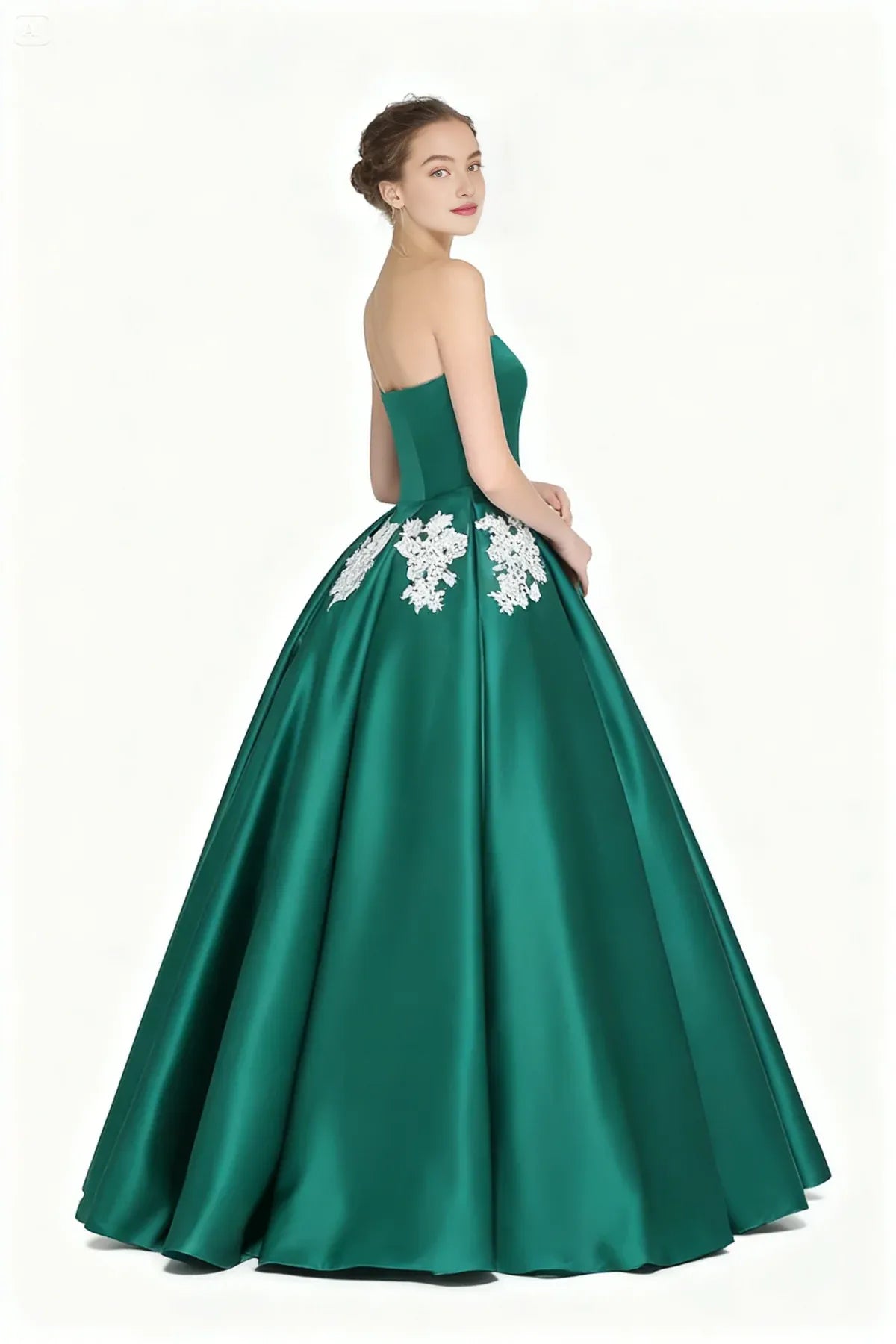 Beautiful Timeless Special Occasion Elegant White Satin Strapless Sleeveless Floor-Length Prom Dress
