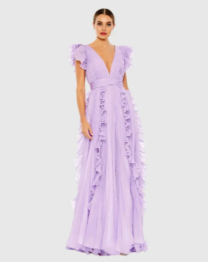 Graceful Stylish Refined Beautiful Timeless Special Occasion Elegant Lilac Chiffon Prom Dress