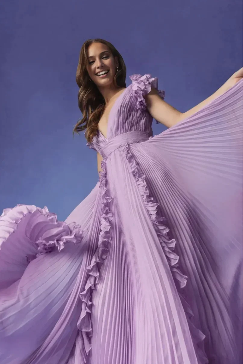 Graceful Stylish Refined Beautiful Timeless Special Occasion Elegant Lilac Chiffon Prom Dress