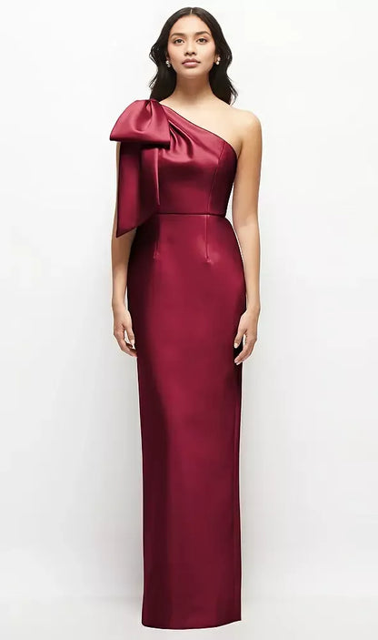 Special Occasion Sophisticated Graceful Elegant One-Shoulder Sleeveless Floor-Length Mother of the Bride Dress
