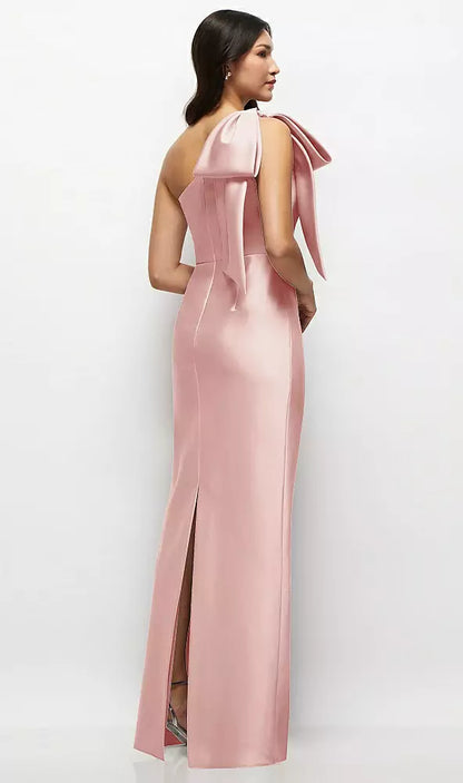 Special Occasion Sophisticated Graceful Elegant One-Shoulder Sleeveless Floor-Length Mother of the Bride Dress