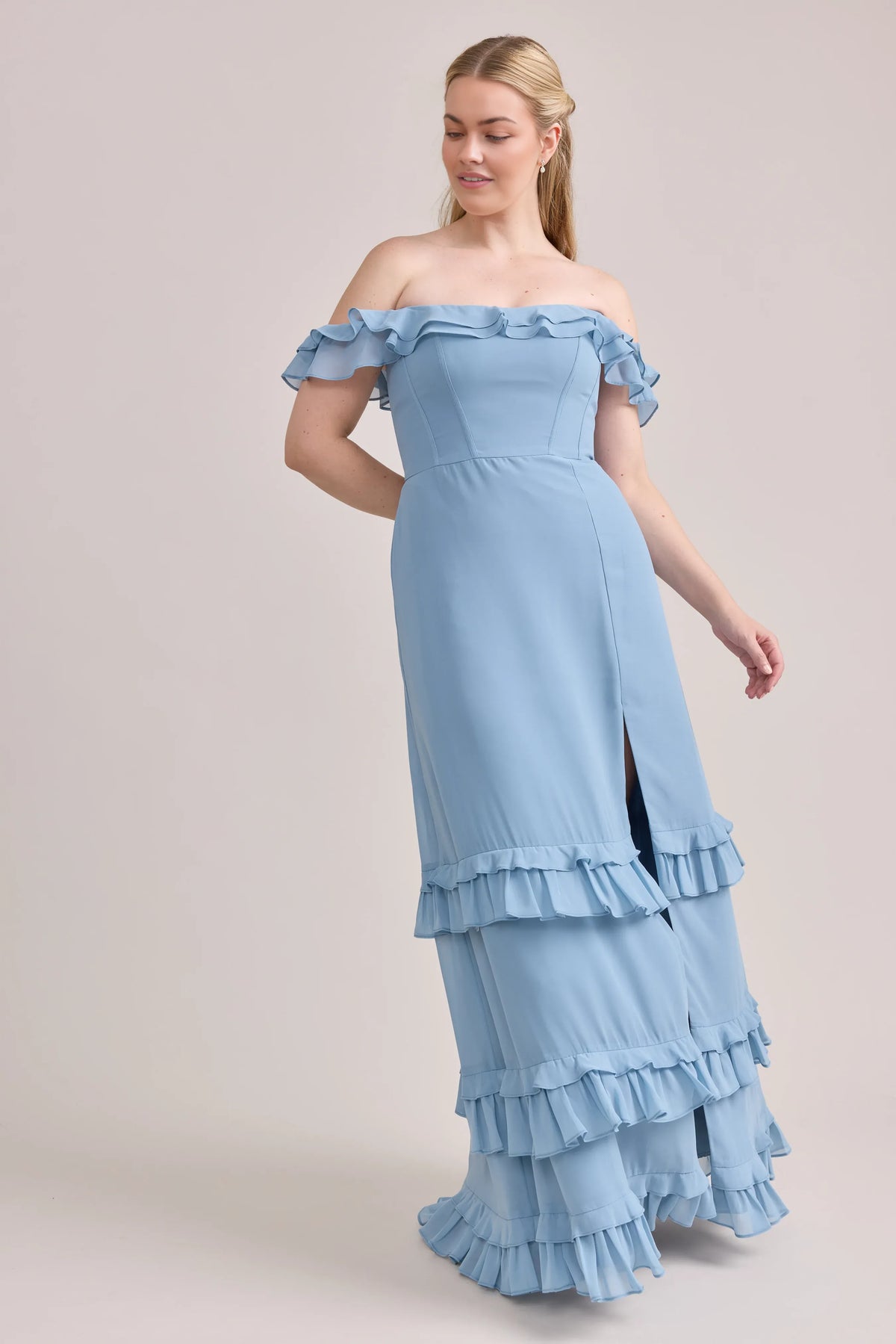 Stylish Refined Beautiful Timeless Chic Elegant Light Blue A-Line Sleeveless Bridesmaid Dress