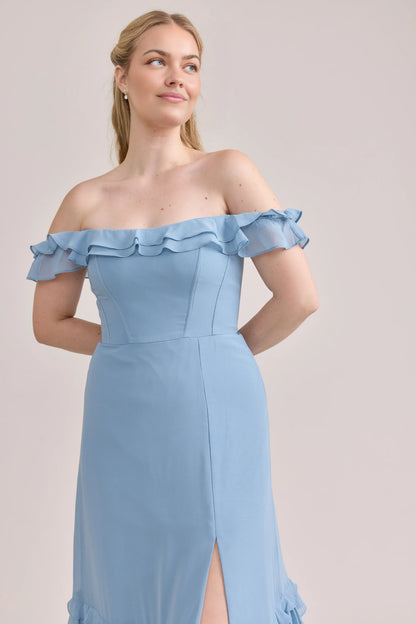 Stylish Refined Beautiful Timeless Chic Elegant Light Blue A-Line Sleeveless Bridesmaid Dress