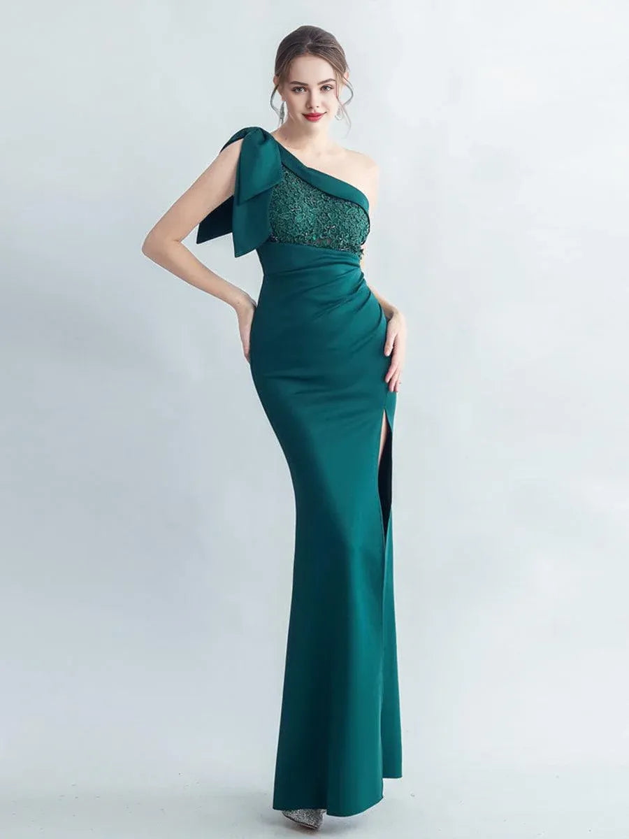 Stylish Refined Beautiful Elegant Emerald Green Lace Mermaid Sleeveless Floor-Length Prom Dress