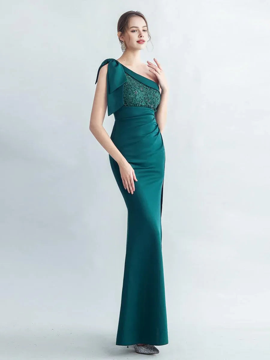 Stylish Refined Beautiful Elegant Emerald Green Lace Mermaid Sleeveless Floor-Length Prom Dress