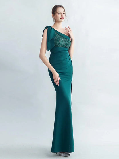 Stylish Refined Beautiful Elegant Emerald Green Lace Mermaid Sleeveless Floor-Length Prom Dress