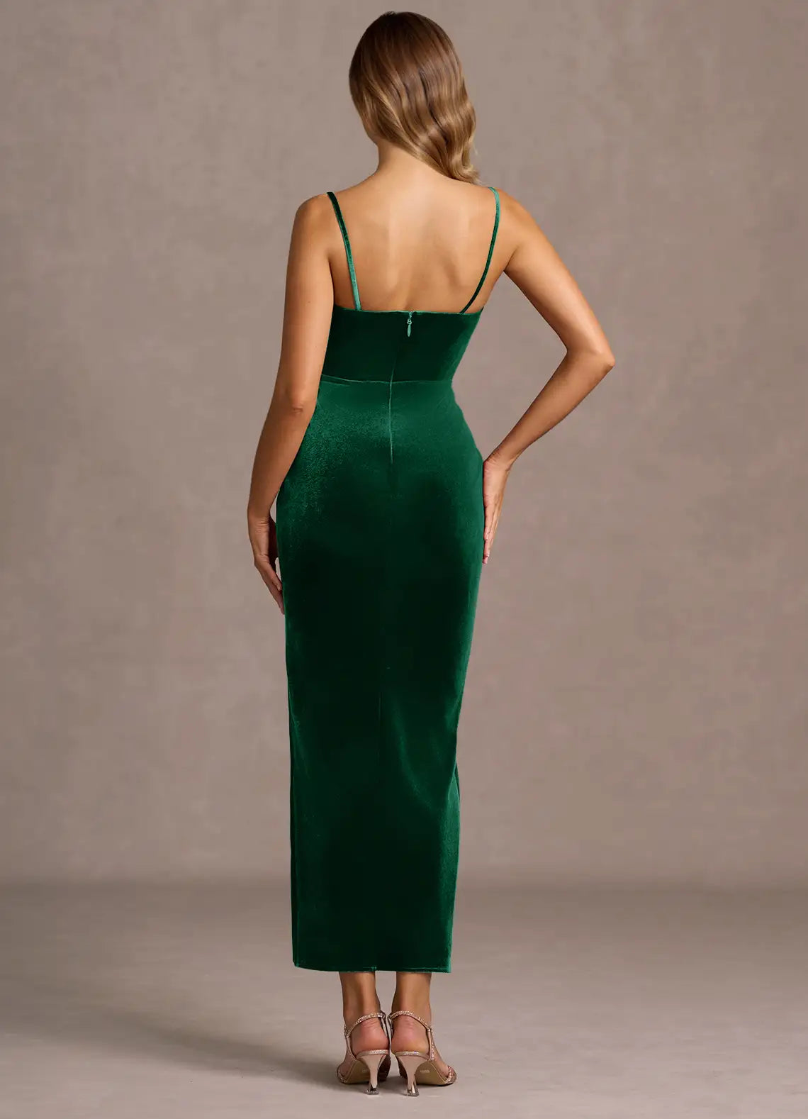 Timeless Special Occasion Elegant Emerald Green Velvet Mermaid Strapless Sleeveless Evening Dress