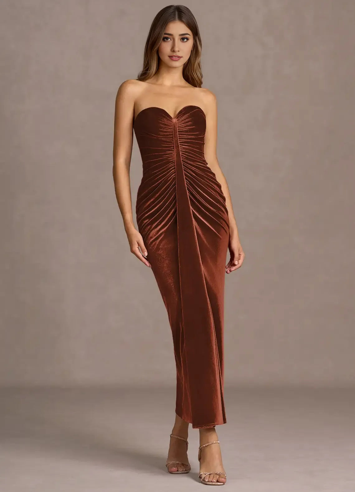 Timeless Special Occasion Elegant Emerald Green Velvet Mermaid Strapless Sleeveless Evening Dress