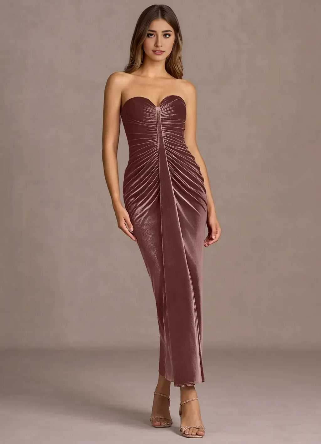 Timeless Special Occasion Elegant Emerald Green Velvet Mermaid Strapless Sleeveless Evening Dress