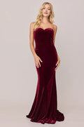Beautiful Timeless Chic Elegant Burgundy Velvet Mermaid Sweetheart Sleeveless Floor-Length Prom Dress