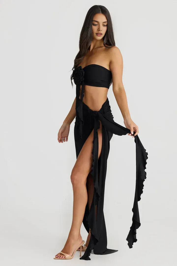 Refined Beautiful Timeless Special Occasion Elegant Black Strapless Sleeveless Floor-Length Prom Dress