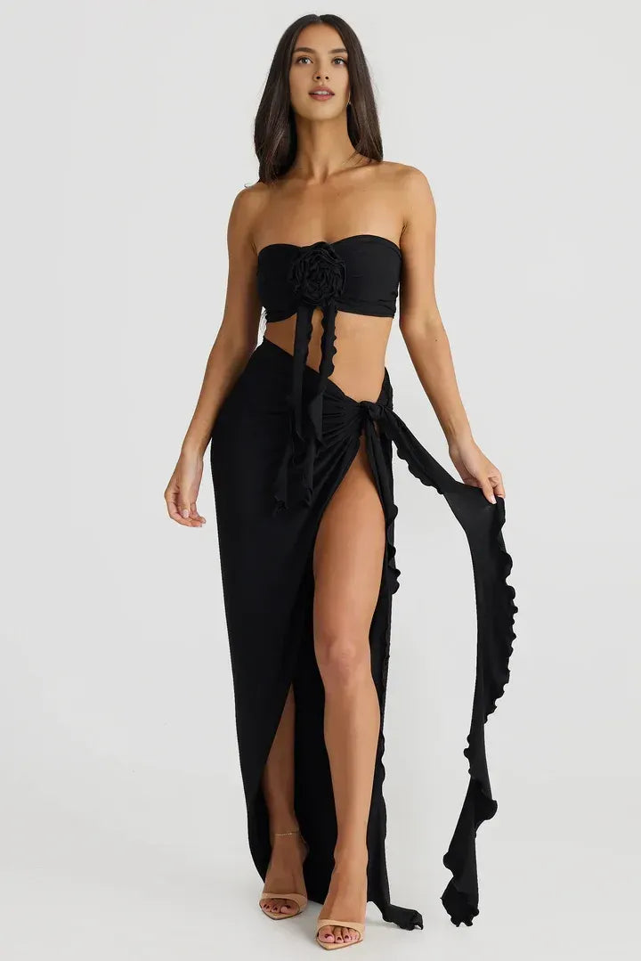Refined Beautiful Timeless Special Occasion Elegant Black Strapless Sleeveless Floor-Length Prom Dress