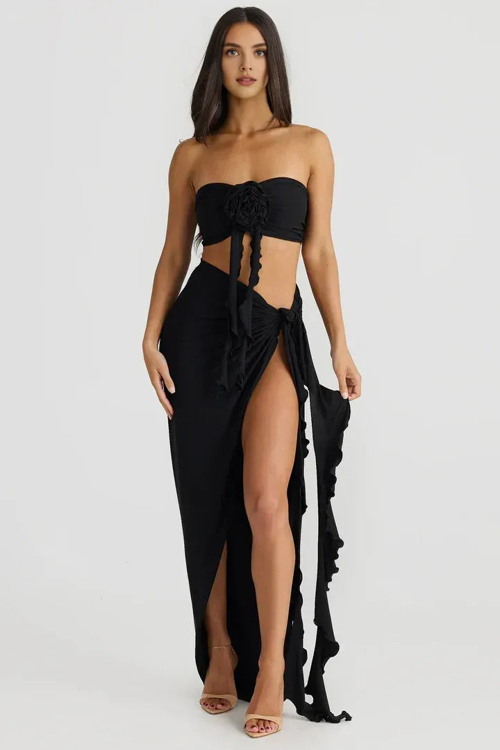Refined Beautiful Timeless Special Occasion Elegant Black Strapless Sleeveless Floor-Length Prom Dress