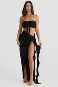 Refined Beautiful Timeless Special Occasion Elegant Black Strapless Sleeveless Floor-Length Prom Dress