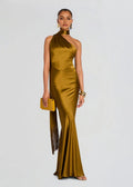 Mermaid One-Shoulder Sleeveless Backless Tassel Floor-Length Prom Dresses