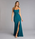 Mermaid Square Neck Spaghetti Straps Lace-Up Floor-Length High front slit Prom Dresses
