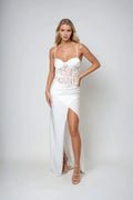 Mermaid Sweetheart Neck Sleeveless Lace-Embellished Back zipper High-Slit Floor-Length Prom Dresses