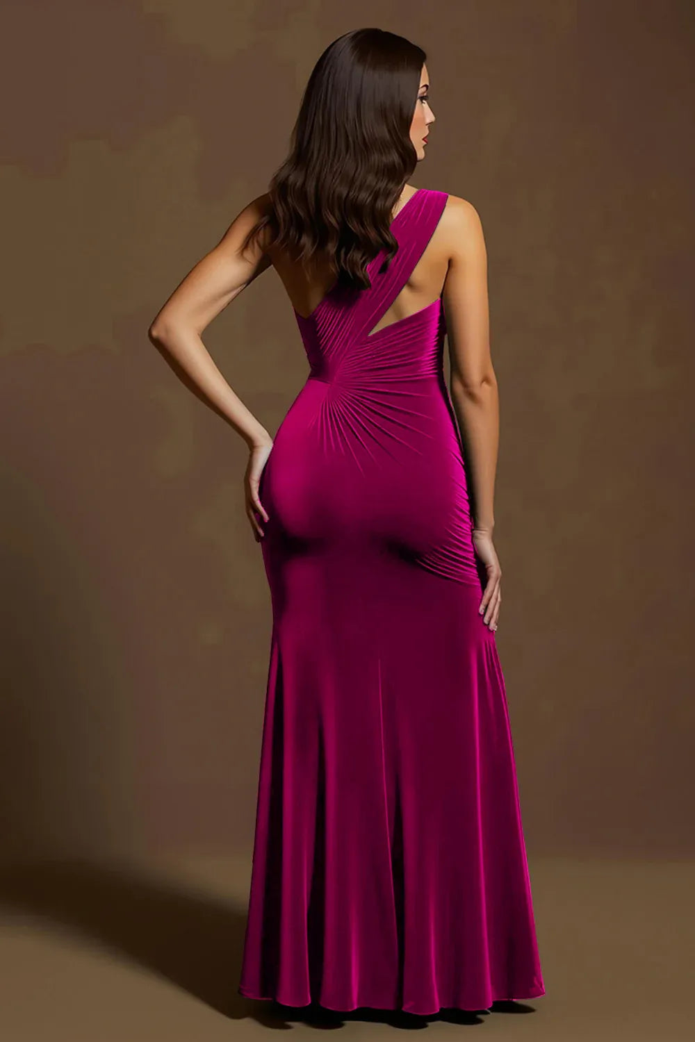 Sophisticated Graceful Stylish Refined Beautiful Elegant Velvet Mermaid Sleeveless Floor-Length Evening Dress