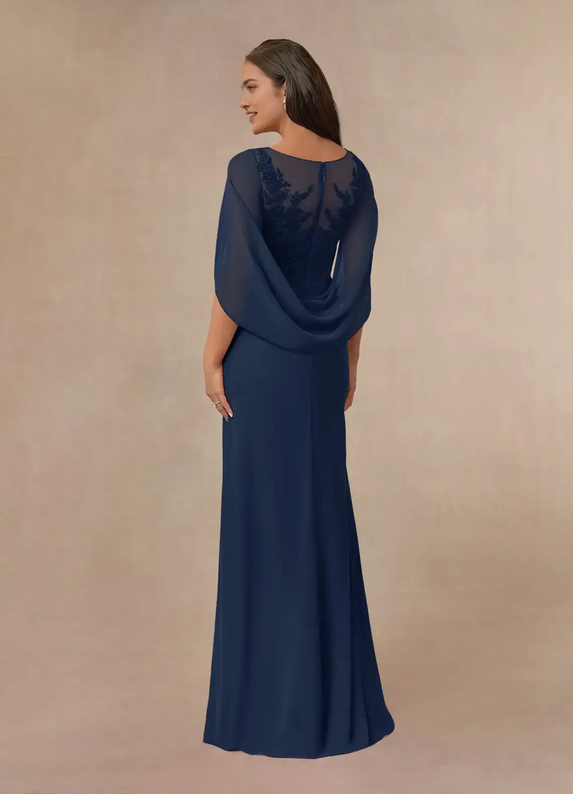 Navy Formal Dark A-Line Capelet Mother of the Bride Dresses Trendy the Bodice