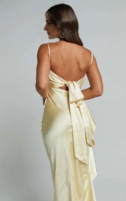 Timeless Special Occasion Elegant Satin Sheath Square Neck Spaghetti Strap Evening Dress