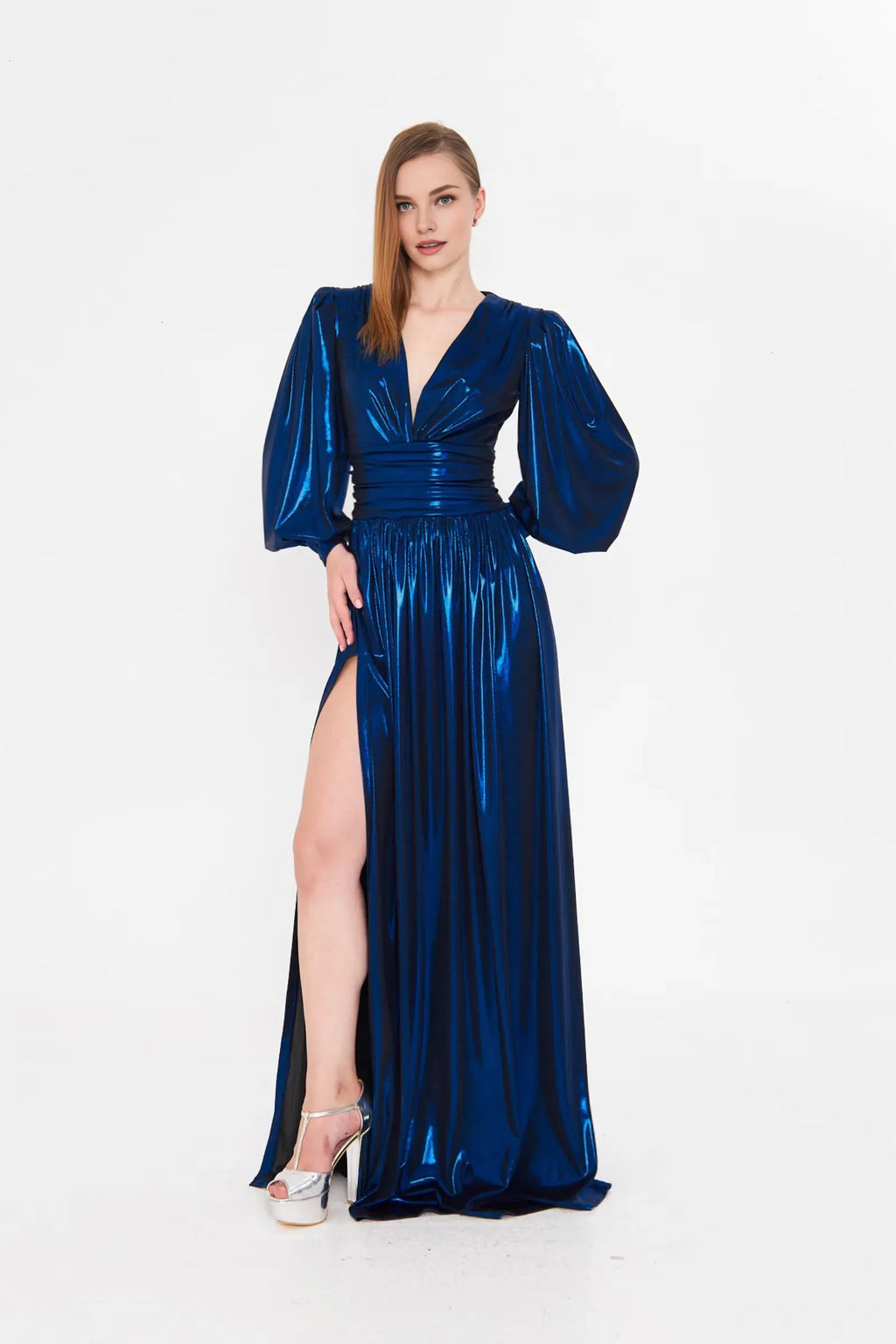 Special Occasion Sophisticated Graceful Elegant Emerald Green A-Line Long Sleeve Floor-Length Prom Dress