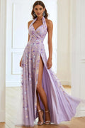 Beautiful Timeless Chic Elegant Red Tulle A-Line Halter Sleeveless Floor-Length Prom Dress