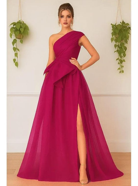 Sophisticated Graceful Stylish Refined Beautiful Elegant Burgundy Chiffon A-Line Sleeveless Prom Dress
