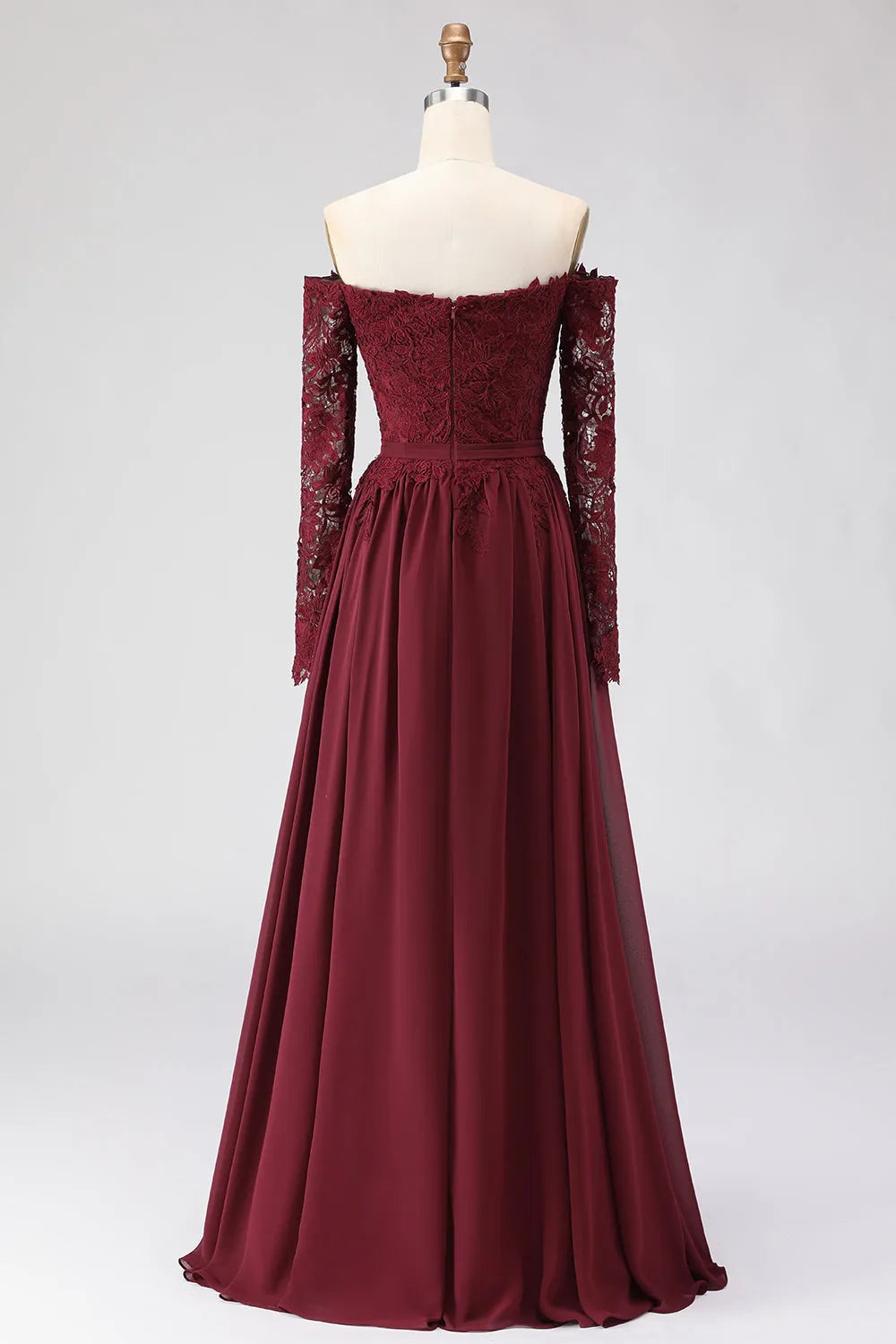 Sweetheart Neck Off Shoulder Long Sleeves Zipper Back Floor-Length Mother of the Bride Dresses