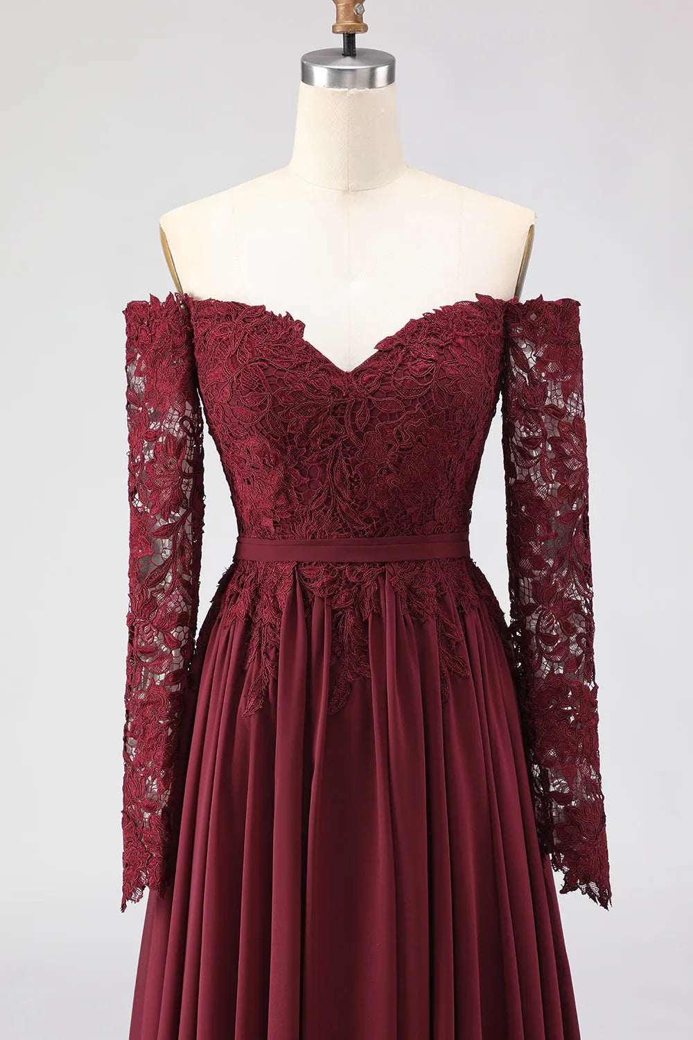 Sweetheart Neck Off Shoulder Long Sleeves Zipper Back Floor-Length Mother of the Bride Dresses