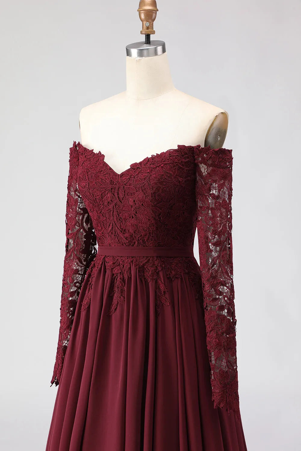 Sweetheart Neck Off Shoulder Long Sleeves Zipper Back Floor-Length Mother of the Bride Dresses
