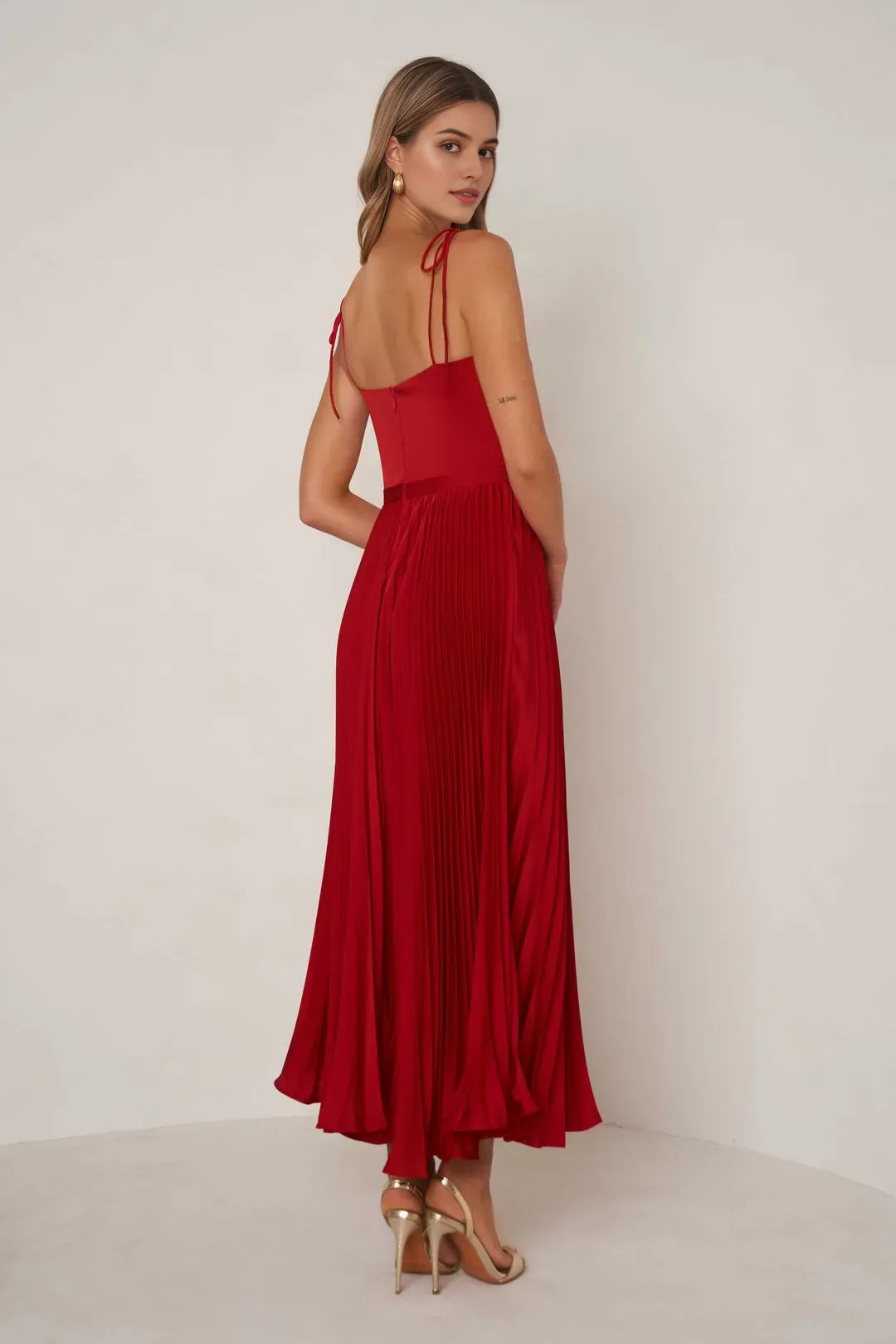 Sweetheart Neck Spaghetti Strap Open Back Back Zip Midi Length Prom Dresses