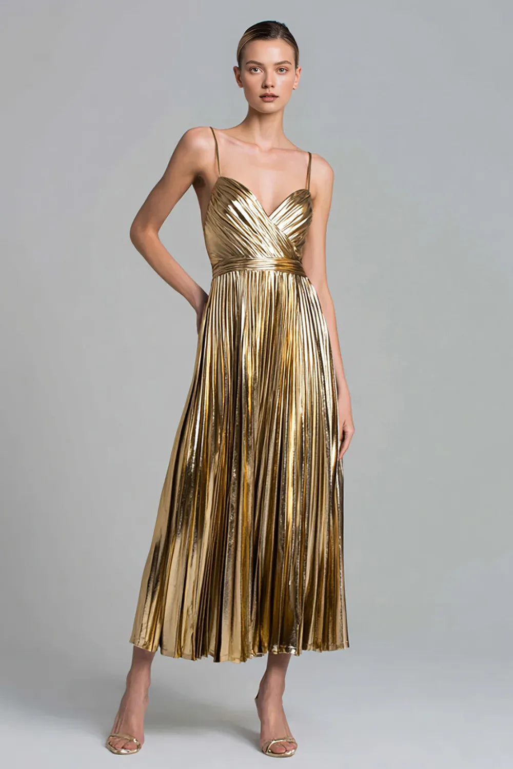 Special Occasion Sophisticated Graceful Stylish Elegant Gold A-Line Sweetheart Sleeveless Prom Dress