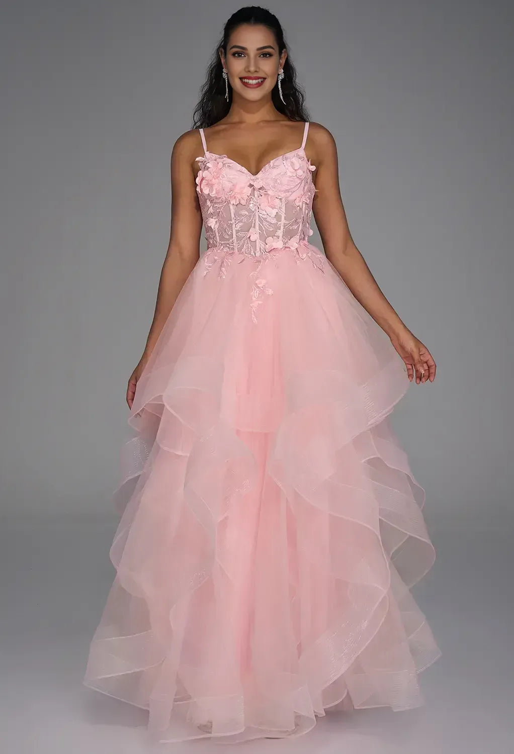 Beautiful Timeless Special Occasion Elegant Blush Pink Tulle A-Line Sleeveless Prom Dress