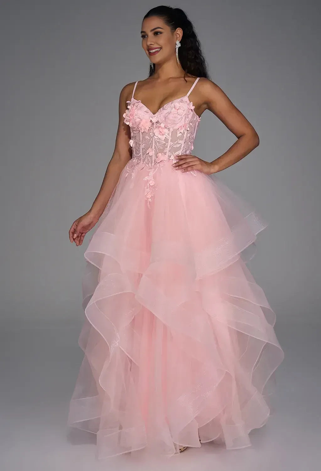 Beautiful Timeless Special Occasion Elegant Blush Pink Tulle A-Line Sleeveless Prom Dress