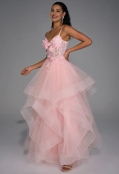 Beautiful Timeless Special Occasion Elegant Blush Pink Tulle A-Line Sleeveless Prom Dress