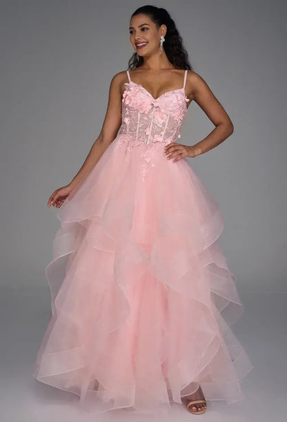 Beautiful Timeless Special Occasion Elegant Blush Pink Tulle A-Line Sleeveless Prom Dress