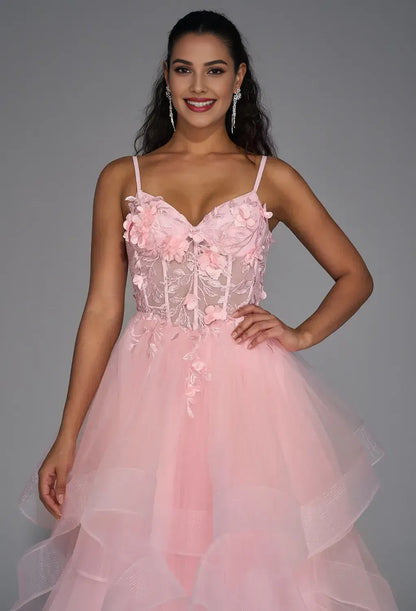 Beautiful Timeless Special Occasion Elegant Blush Pink Tulle A-Line Sleeveless Prom Dress