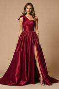 Stylish Refined Beautiful Timeless Special Occasion Elegant Burgundy Satin Sleeveless Prom Dress