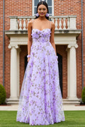 Refined Beautiful Timeless Special Occasion Elegant Lavender Tulle Sleeveless Floor-Length Prom Dress