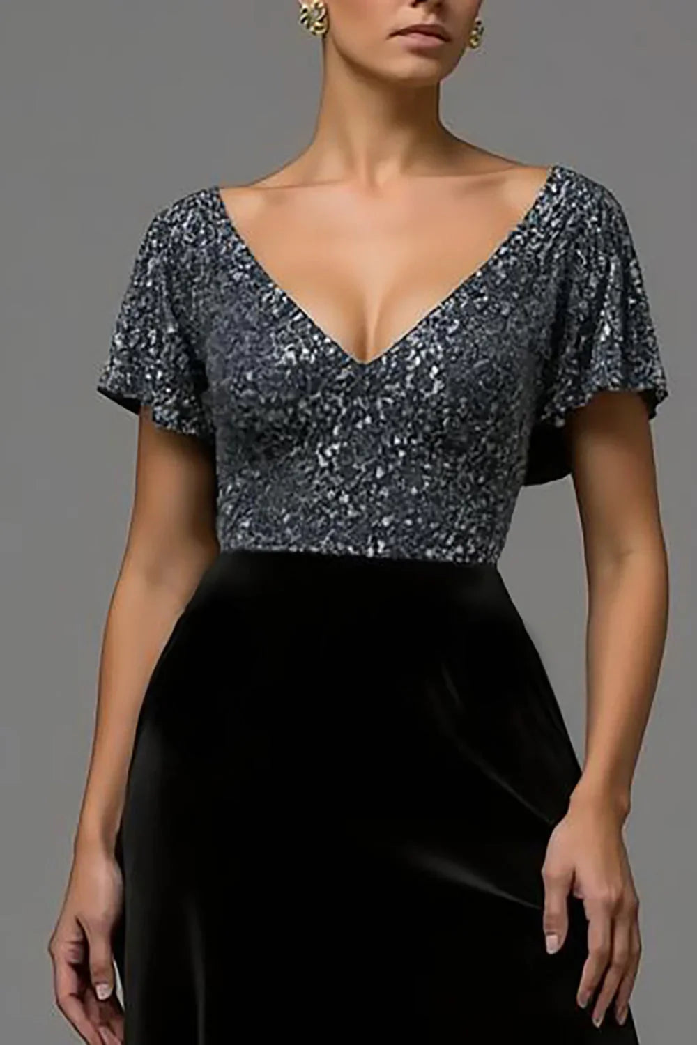 Special Occasion Sophisticated Graceful Stylish Refined Beautiful Elegant Silver Sequins Floor-Length Prom Dress