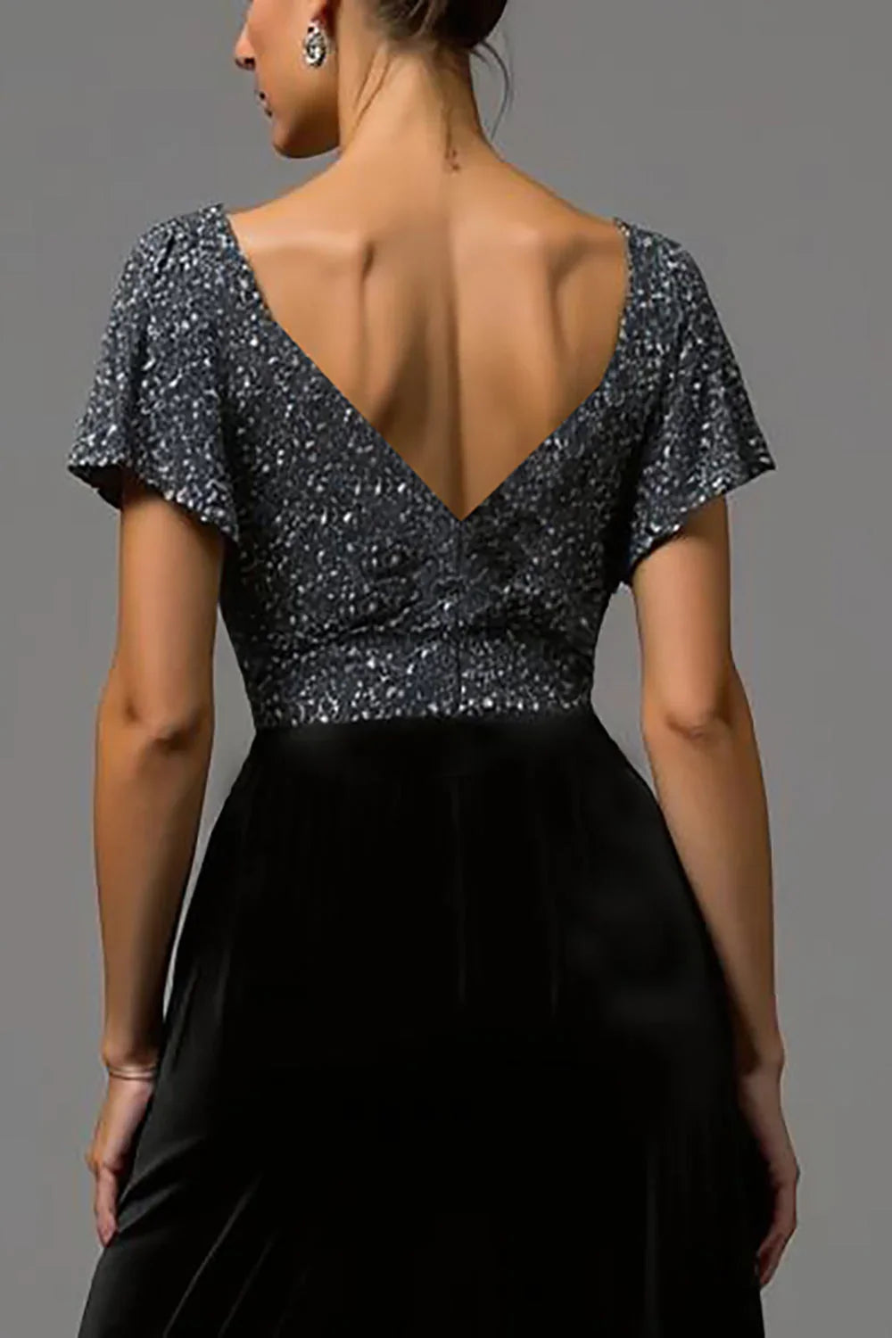 Special Occasion Sophisticated Graceful Stylish Refined Beautiful Elegant Silver Sequins Floor-Length Prom Dress