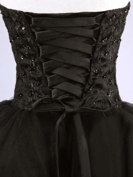 Black Ball-Gown Sweetheart Beaded Mini Homecoming Dress
