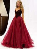 Burgundy Ball Gown Sweetheart Floor Length Prom Dress