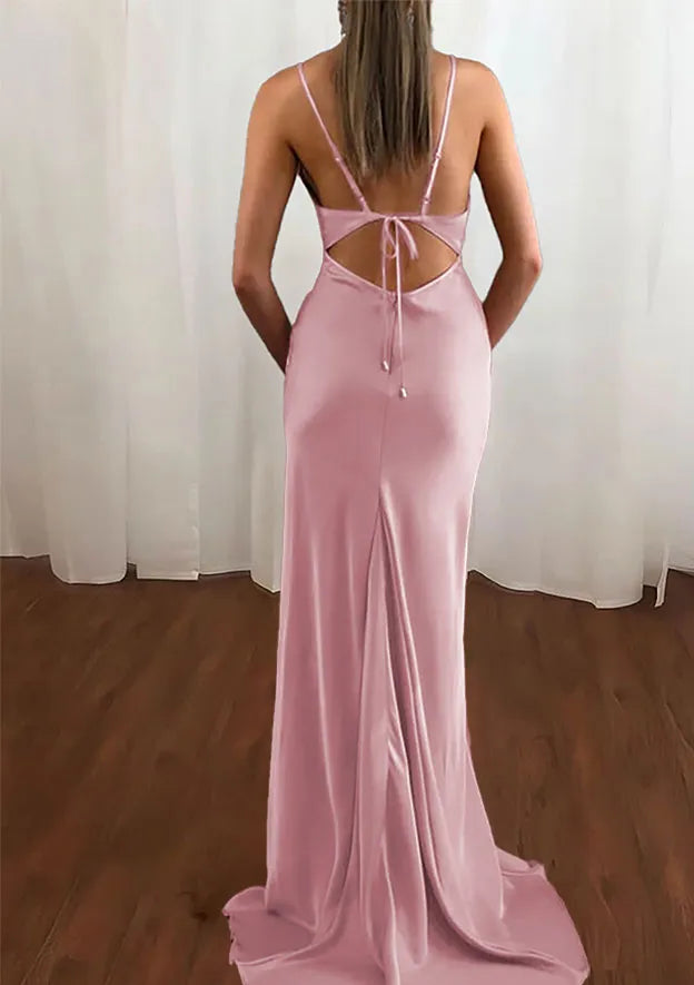 Blush Cowl Neck Prom Gown A Perfect Blend of Sexiness and Elegance