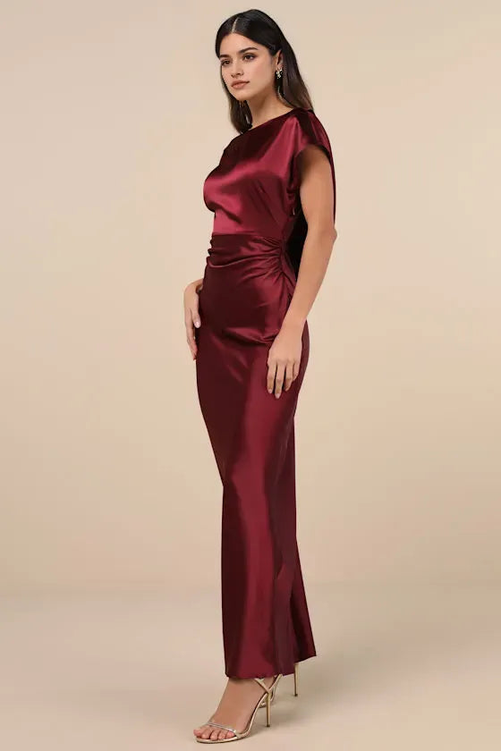 Burgundy Off The Shoulder Prom Dresses with Cap Sleeves Ideal for Proms Gala Evenings and High Profile Formal Events